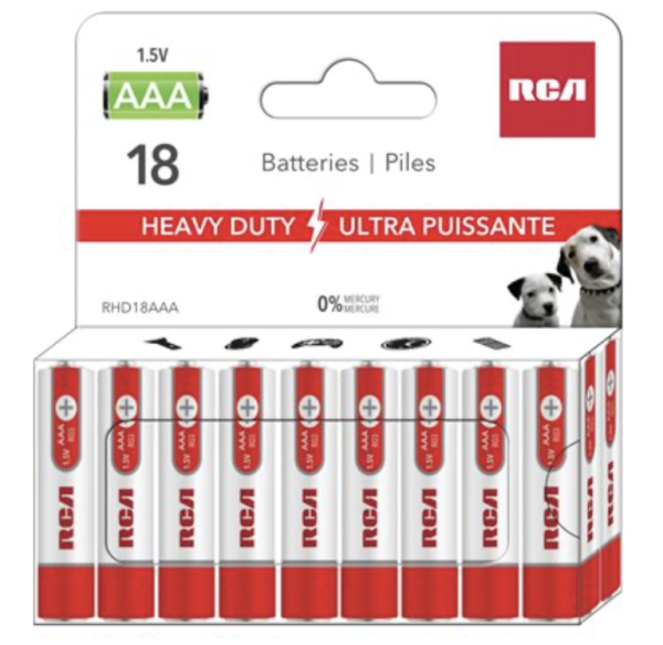 RCA Heavy Duty “AAA” Batteries ~ 18/pack